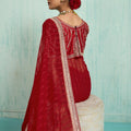 Designer Red Georgette Saree Matching Blouse Party Wear