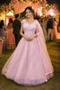 Elegant Pink Net Heavy Embroidered Gown with Designer Dupatta for Wedding and Reception