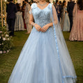 Stylish Sky Blue Net Heavy Embroidered Gown with Designer Dupatta for Wedding and Reception