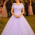 Wonderful Lavender Net Heavy Embroidered Gown with Designer Dupatta for Wedding and Reception Wear