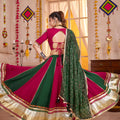Superb Multicolor Gujarati Navratri Chaniya Choli with Embroidered Blouse and Dupatta