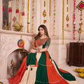 Tricolor Viscose Cotton Navratri Lehenga Choli with Mirror Work and Embroidered Blouse