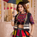 Multicolor Gujarati Patchwork Navratri Chaniya Choli with Embroidered Blouse and Dupatta