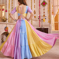 Light Multicolor Gujarati Navratri Chaniya Choli with Embroidered Blouse and Dupatta