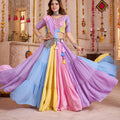 Light Multicolor Gujarati Navratri Chaniya Choli with Embroidered Blouse and Dupatta