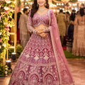 Stylish Pink Net Embroidered Designer Lehenga Choli with Dupatta for Wedding