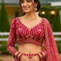 Royal Rani Pink Designer Lehenga Choli with Heavy Embroidery Work and Soft Net Dupatta