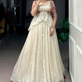 Trendy Off White Chocolate Silk Embroidered Lehenga Choli with Red Border for Women