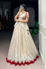 Trendy Off White Chocolate Silk Embroidered Lehenga Choli with Red Border for Women