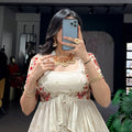 Trendy Off White Chocolate Silk Embroidered Lehenga Choli with Red Border for Women