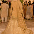 Luxury Beige Banarasi Silk Indo Western Lehenga with Heavy Embroidery Work for Women