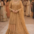 Luxury Beige Banarasi Silk Indo Western Lehenga with Heavy Embroidery Work for Women