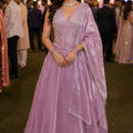 Elegant Lavender Fandy Silk Designer Lehenga Choli with Beads Work and Matching Dupatta
