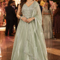 Charming Pista Green Fandy Silk Designer Lehenga Choli with Beads Work and Matching Dupatta
