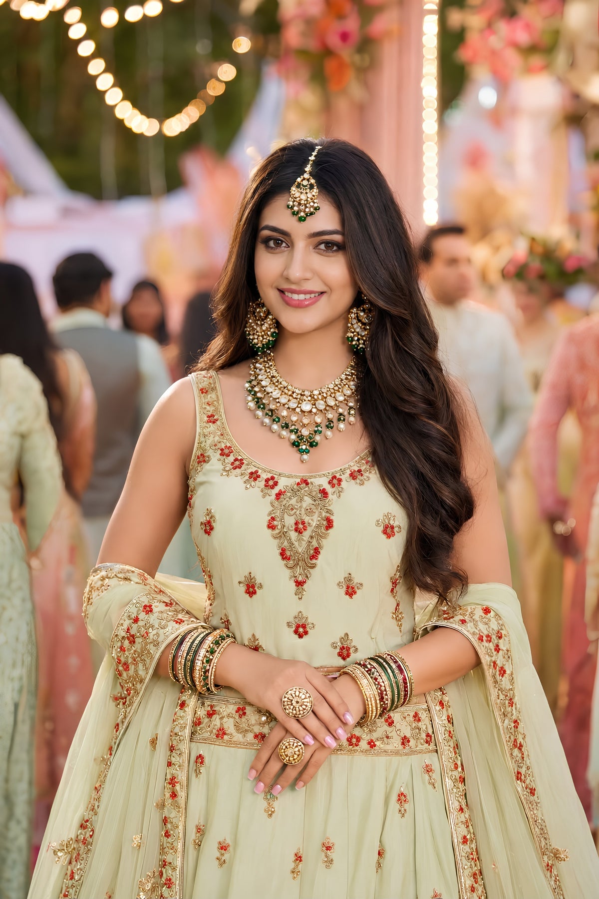 Charming Off White Embroidered Designer Lehenga Choli Set with Matching Dupatta for Wedding