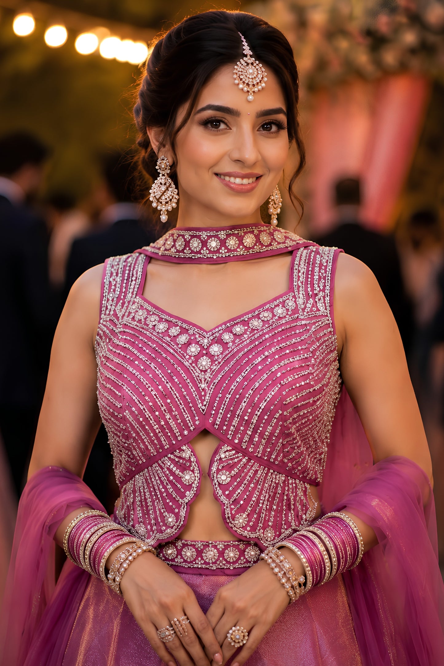 Stunning Pink Sequins Designer Lehenga Choli Set with Matching Dupatta for Wedding