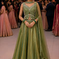 Awesome Olive Green Sequins Designer Lehenga Choli Set with Matching Dupatta for Wedding
