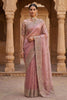 Dusty Pink Organza Silk Saree with Heavy Embroidery Designer Border