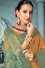 Mustard Banarasi Silk Saree with Green Zari Designer Contrast Border
