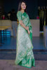 Mint Green Banarasi Silk Saree Floral Zari Weaving Woven Border
