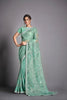  Mint Green Embroidered Georgette Saree with Designer Blouse