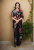 Black Satin Floral Printed Saree with Matching Blouse Party Wear