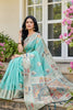 Aqua Blue Banarasi Silk Saree with Rich Woven Zari Pallu