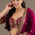 Wine Silk Saree with Heavy Zari Embroidered Border Designer Blouse