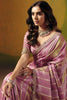 Pink Silk Saree Gold Zari Weaving Embroidered Border Readymade Blouse