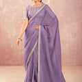 Lavender Georgette Saree with Silver Lace Border Embroidered Blouse