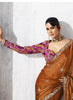 Rust Orange Silk Saree with Golden Pink Designer Blouse
