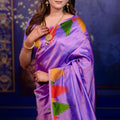 Lavender Soft Silk Saree with Multicolor Designer Border Rich Zari Pallu