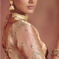 Gold Silk Bridal Saree Heavy Floral Zari Embroidery Designer Blouse