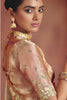 Gold Silk Bridal Saree Heavy Floral Zari Embroidery Designer Blouse