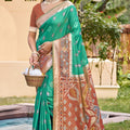 Green Silk Saree with Rich Copper Pallu Traditional Motifs 