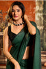 Dark Green and Black Dual Tone Silk Saree with Minimal Design