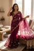 Rani Pink Organza Saree Heavy Sequins Embroidery Designer Blouse