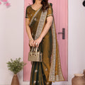 Designer Brown Embroidered Saree with Blouse Party Wear