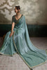 Mint Green Soft Silk Saree Designer Embroidered Blouse Zari Border