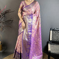 Pink Purple Kanjivaram Silk Saree Traditional Zari Woven Saree