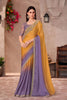 Mustard Yellow Lavender Designer Saree Embroidered Lace Border