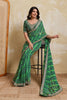 Green Georgette Saree with Golden Embroidered Border Designer Blouse