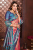 Pink Teal Banarasi Silk Saree with Rich Zari Weaving Designer Pallu
