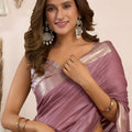 Mauve Silk Saree with Golden Zari Border Designer Saree