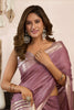 Mauve Silk Saree with Golden Zari Border Designer Saree