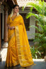  Mustard Yellow Kanjivaram Silk Saree Gold Zari Border Motif Pallu