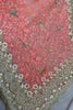 Peach Net Saree Heavy Pearl Sequins Embroidery Border