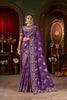Purple Silk Saree with Heavy Silver Zari Embroidery Designer Blouse