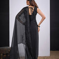 Black Organza Saree with Floral Embroidery Designer Saree