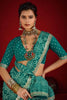Teal Bandhej Print Designer Saree Matching Blouse Festive Wear